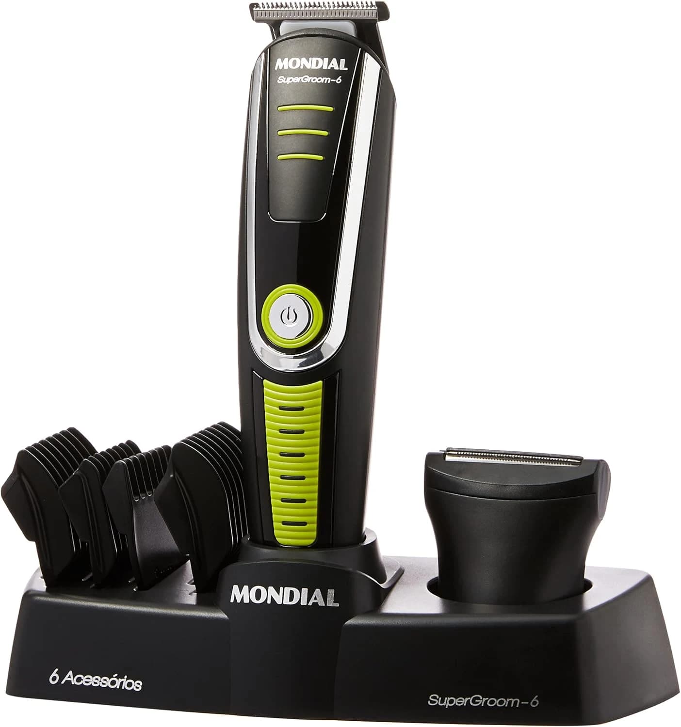 Aparador de Pelos Super Groom 06, Mondial, Preto/Verde, 6W, Bivolt - BG-04